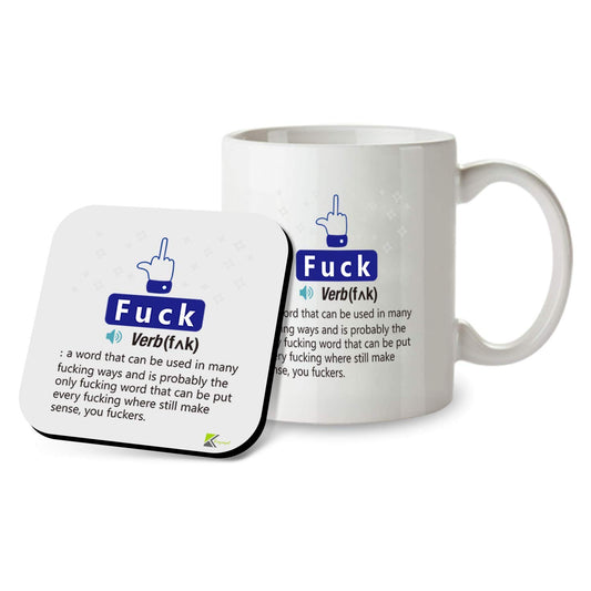 SM037 F*ck Definition Rude Funny - 11OZ Mug & Matching Coaster Set for Office Collegue Friend