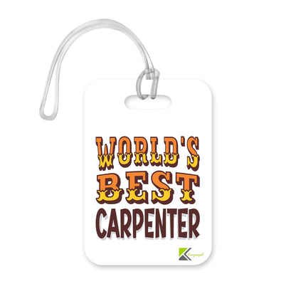 LT403 World's Best Carpenter Novelty Funny Unique Designer Gift, Suitcase, Glossy Plastic Luggage Tag for Carpenter
