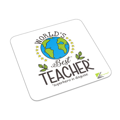 FM064 World's Best Teacher Novelty Funny Idea Glossy Metal Square Fridge Magnet