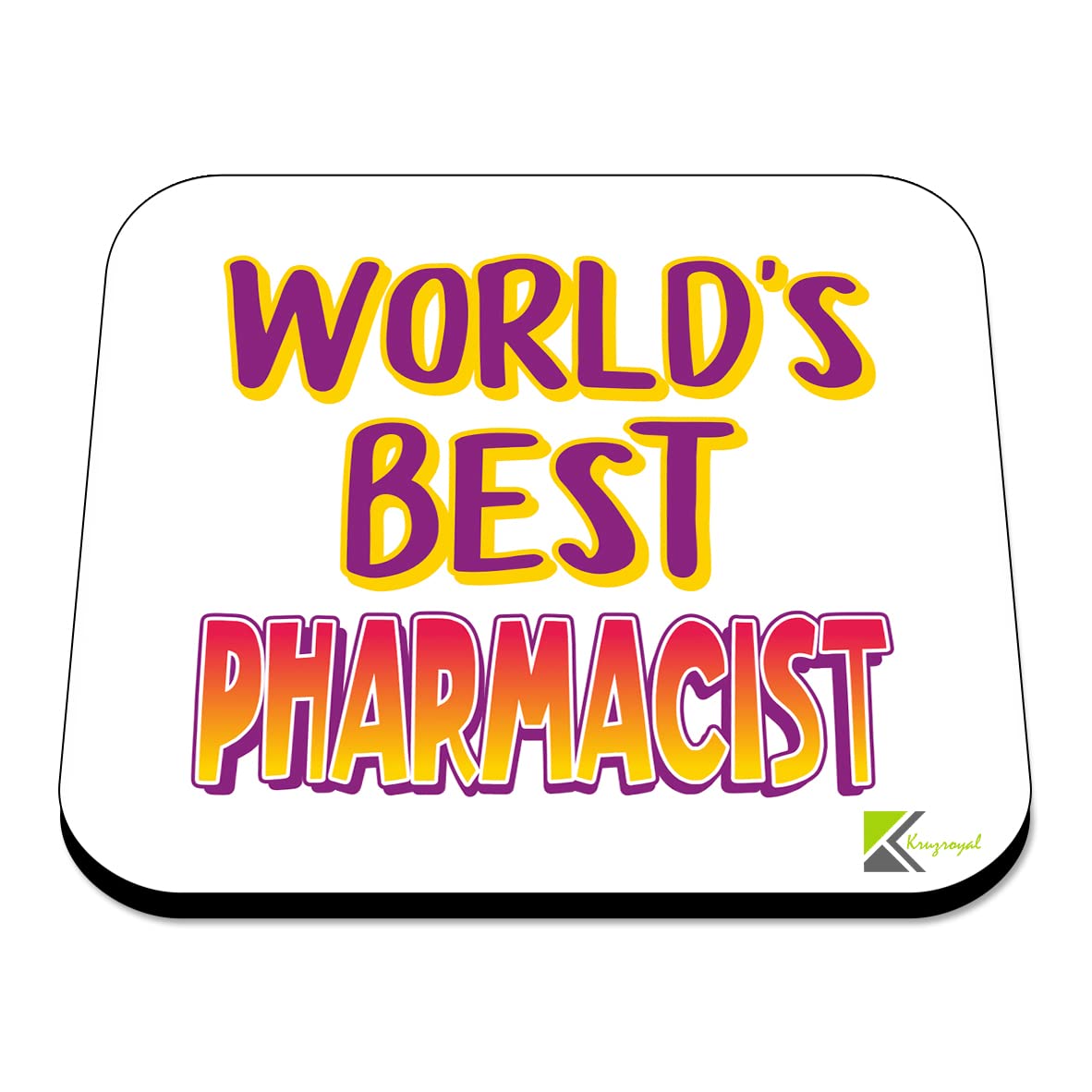 WB058 World's Best Pharmacist MDF Wooden Coaster by Kruzroyal | Gift for Pharmacist | Unique Novelty Present | 9cm x 9cm | Coffee Tea MDF Wooden Coaster