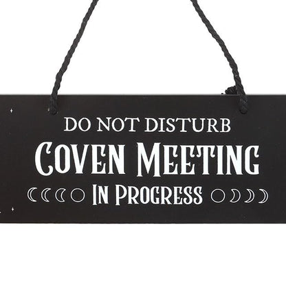 Something Different | Coven Meeting in Progress Decorative Sign | MDF, 20 x 7 x 0.8 cm, Witchy Moon Phase Design, Wall Hanging