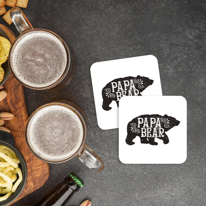 CS401 Papa Bear Novelty Funny Coffee Tea Drink Gift Glossy MDF Wooden Coaster