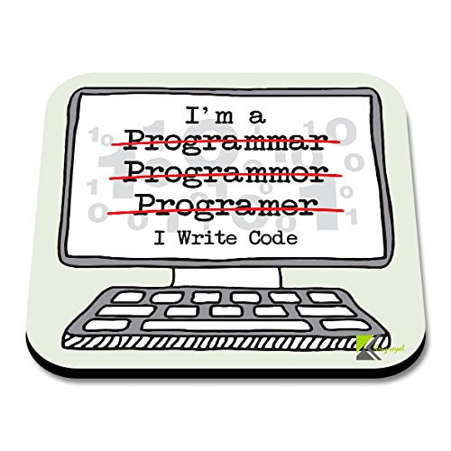 CS107 I'm a Programmer, i Write Code Novelty Funny Coffee Tea Drink Gift Glossy MDF Wooden Coaster