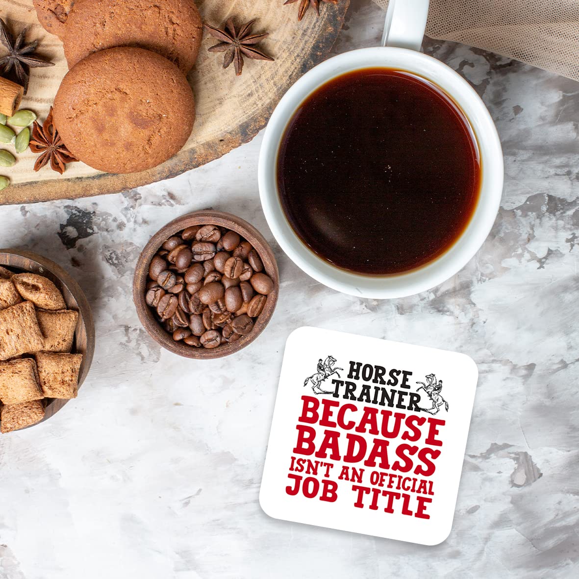 CS458 Horse Trainer .. Because Badass Isn't an Official Job Title Novelty Funny Coffee Tea Drink Gift Glossy MDF Wooden Coaster