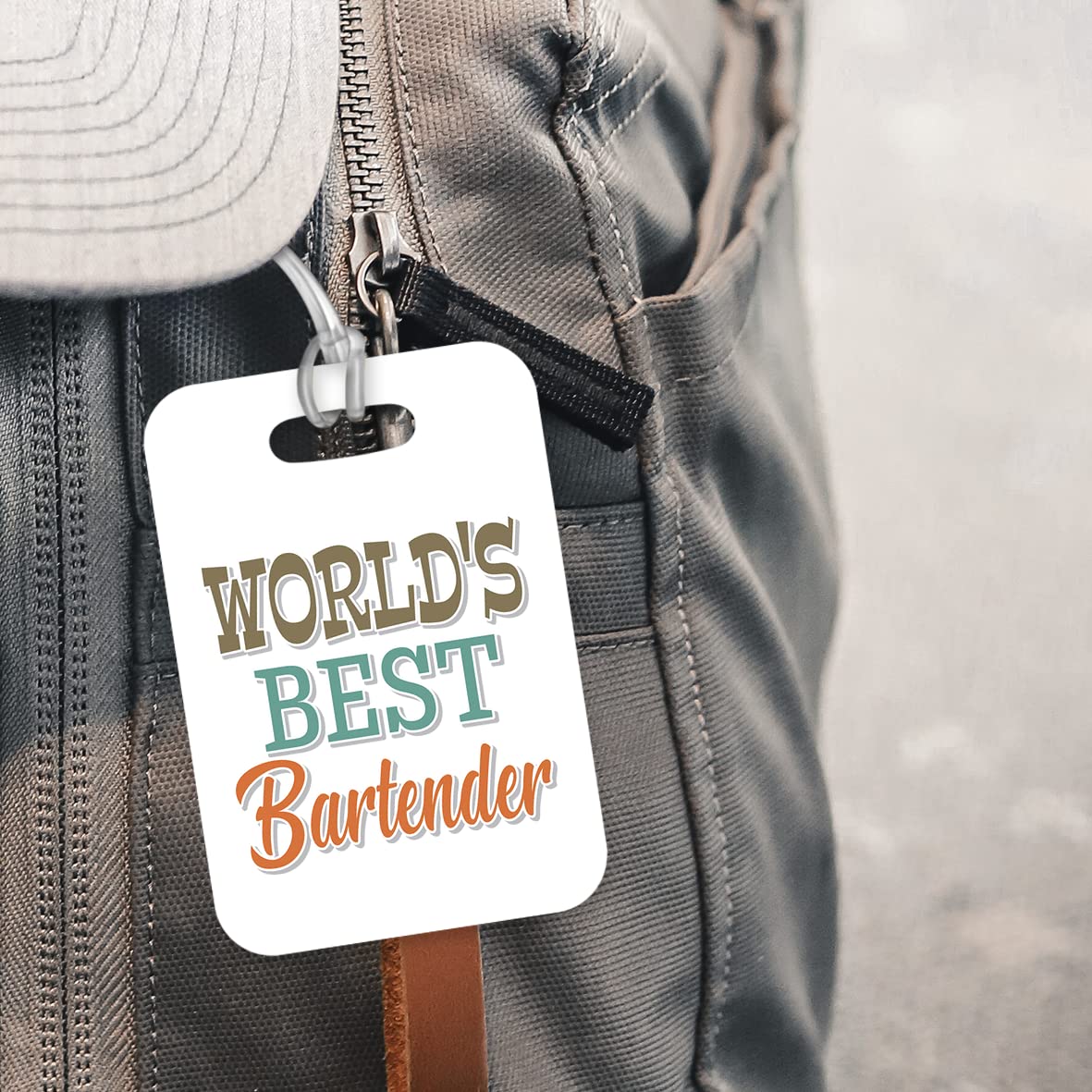 LT474 World's Best Bartender Novelty Funny Unique Designer Gift, Suitcase, Glossy Plastic Luggage Tag for Bartender