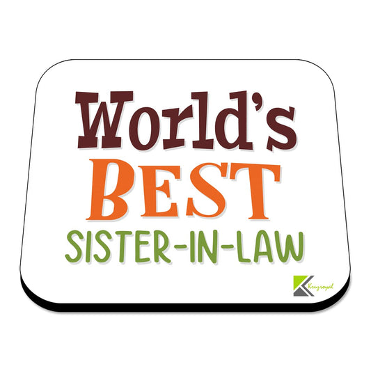 WB098 World's Best Sister-in-law MDF Wooden Coaster by Kruzroyal | Gift for Sister-in-law| Unique Novelty Present | 9cm x 9cm | Coffee Tea MDF Wooden Coaster