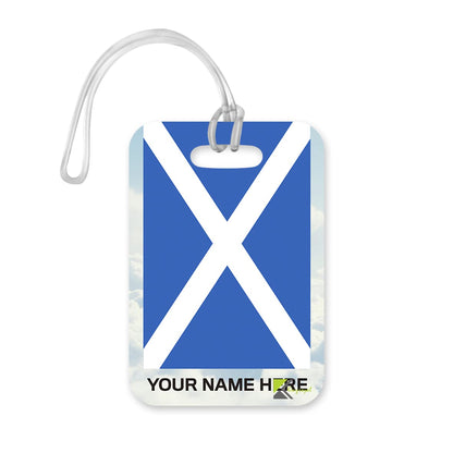 PLT282 Personalised Name with Scotland Flag Novelty Funny Unique Designer Gift Glossy Plastic Suitcase Luggage Tag