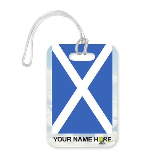 PLT282 Personalised Name with Scotland Flag Novelty Funny Unique Designer Gift Glossy Plastic Suitcase Luggage Tag