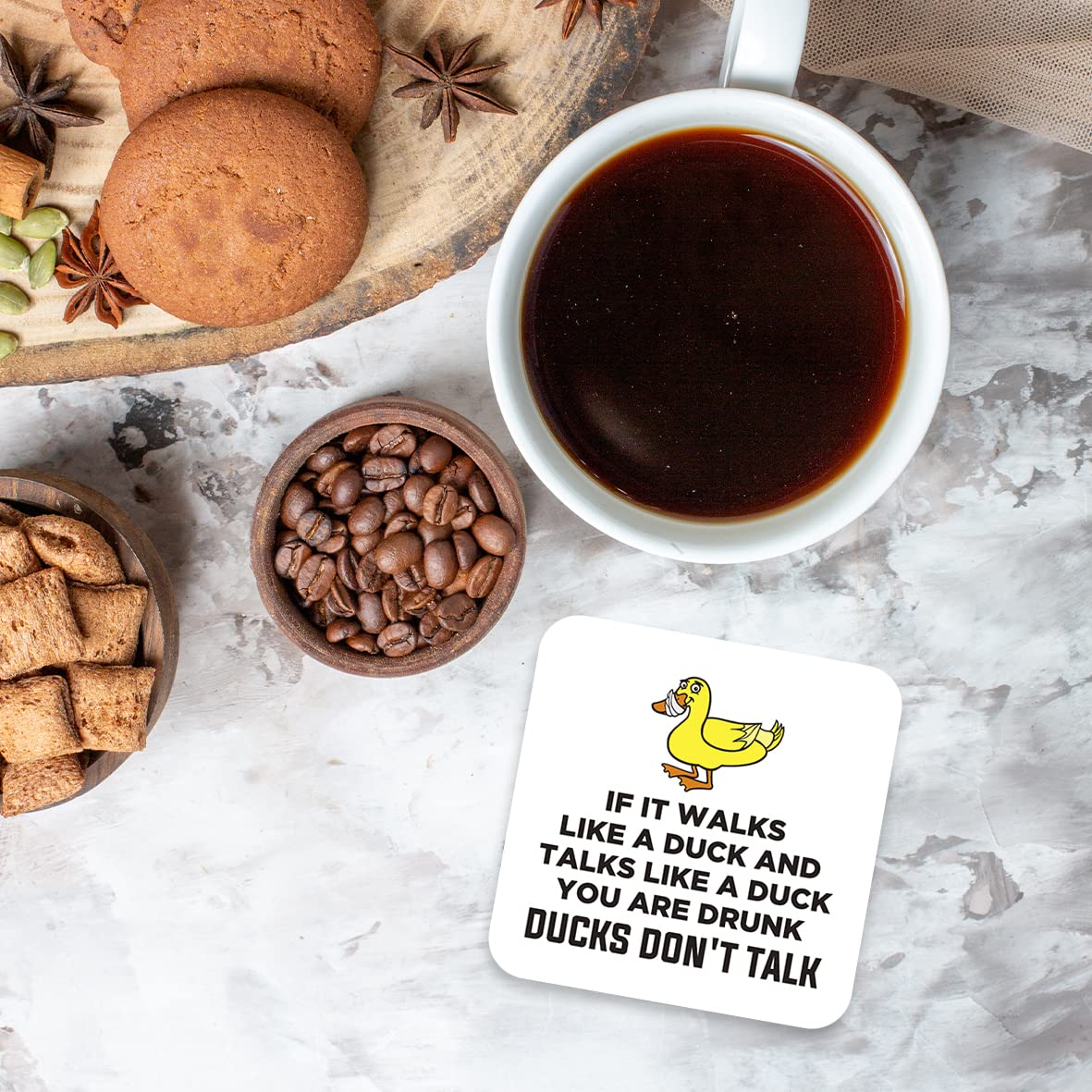 CS731 If it Walks Like a Duck and Talks Like a Duck You are Drunk. Ducks Don't Talk Novelty Funny Coffee Tea Drink Gift Glossy MDF Wooden Coaster