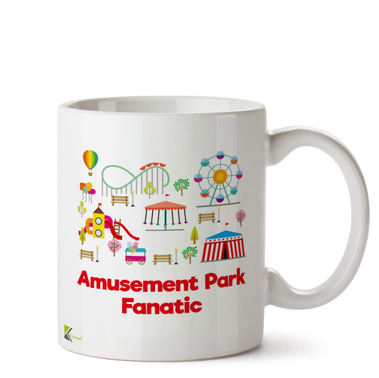 Kruzroyal Amusement Park Fanatic Mug | Rollercoaster Theme Thrill Ride Ceramic Coffee Tea Cup Gift for Theme Park Lover, Adrenaline Junkie