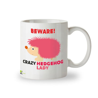 Kruzroyal Crazy Hedgehog Lady Mug Funny Novelty Great Gift Idea Coffee Tea Cup, Gift for Women, Animal Lover