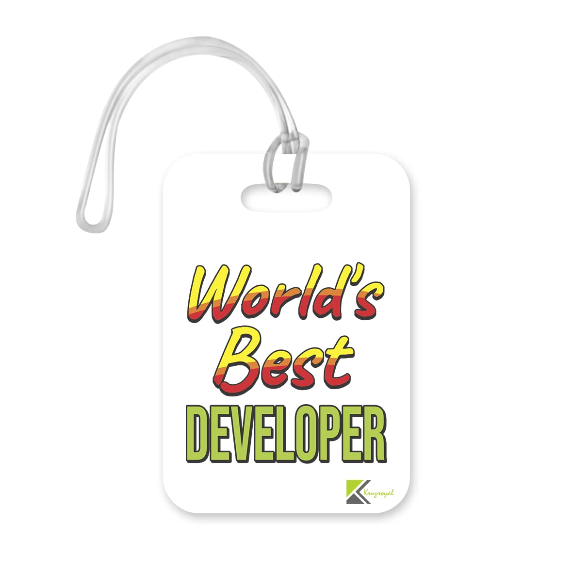 LT481 World's Best Developer Novelty Funny Unique Designer Gift, Suitcase, Glossy Plastic Luggage Tag for Developer