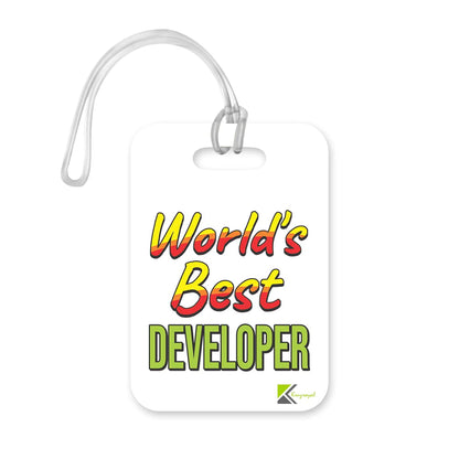 LT481 World's Best Developer Novelty Funny Unique Designer Gift, Suitcase, Glossy Plastic Luggage Tag for Developer