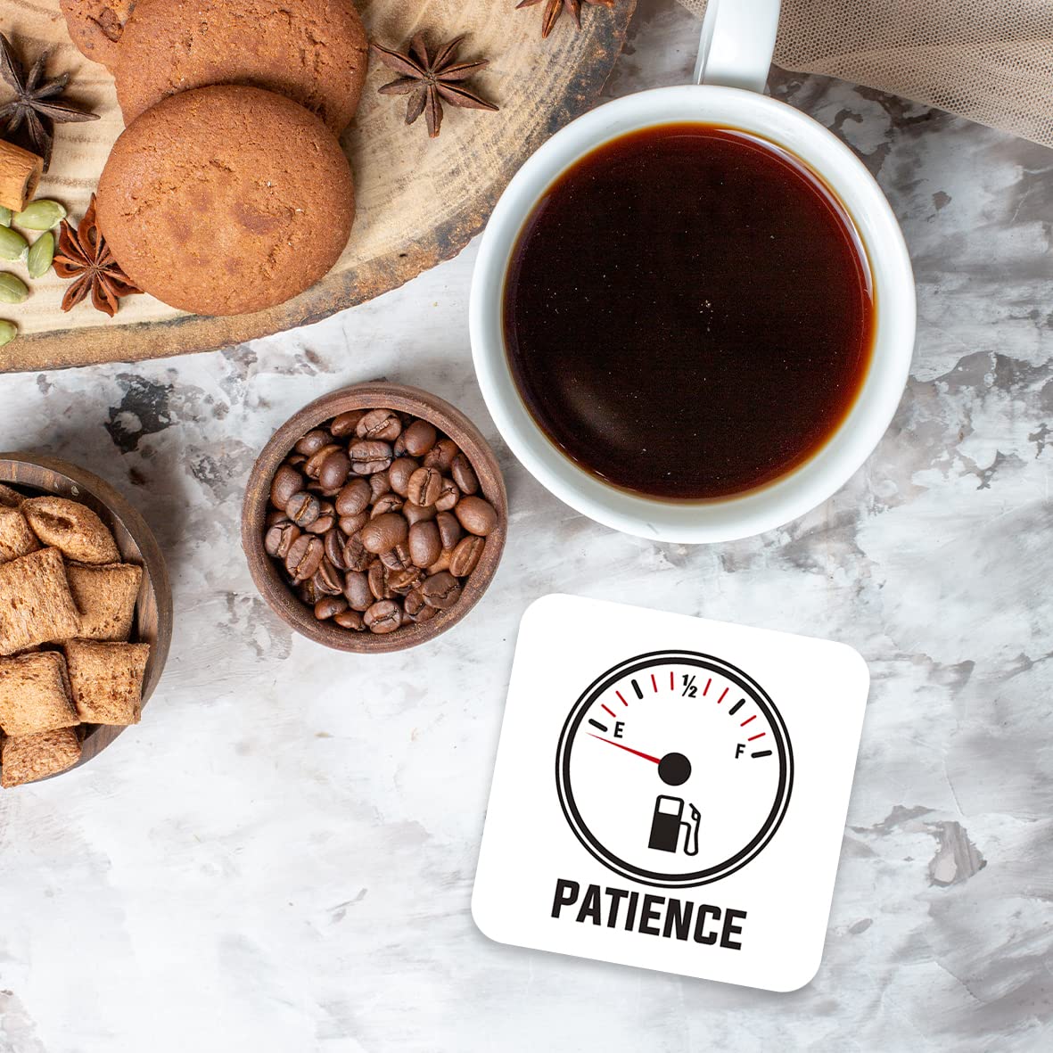 CS544 Zero Patience Novelty Funny Coffee Tea Drink Gift Glossy MDF Wooden Coaster