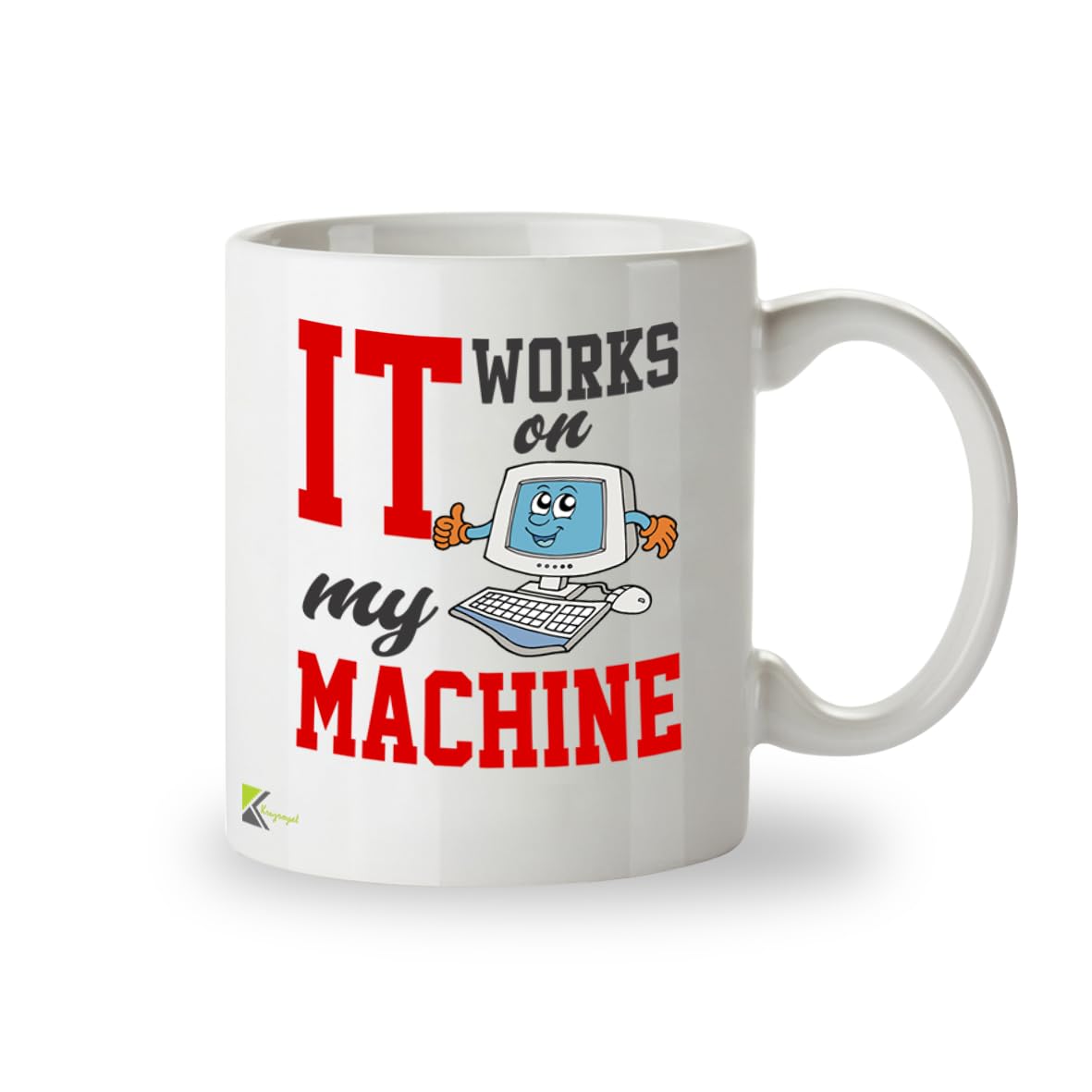 Kruzroyal DZ949 Funny IT Coffee Mug | 11oz White Ceramic Programmer Gift | It Works On My Machine Sarcastic Tech Humor Mug with Retro Computer Design