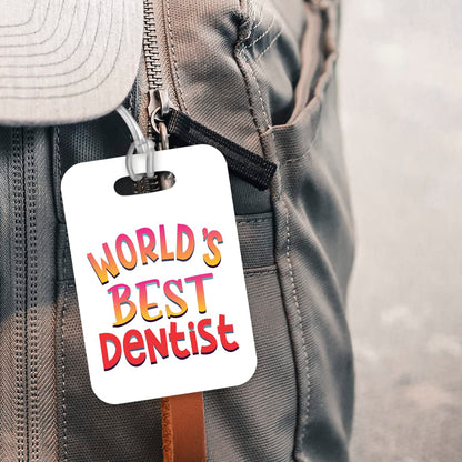 LT459 World's Best Dentist Novelty Funny Unique Designer Gift, Suitcase, Glossy Plastic Luggage Tag for Dentist