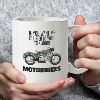 Kruzroyal Motorbike Gift for Men Mug, Talk About Motorbikes, Bike Lovers, Funny Novelty Coffee Tea Mug 11OZ