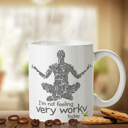 Kruzroyal Not Feeling Worky Funny Mug, Novelty Yoga Coffee Cup, Gag Gift for Work Colleagues and Friends