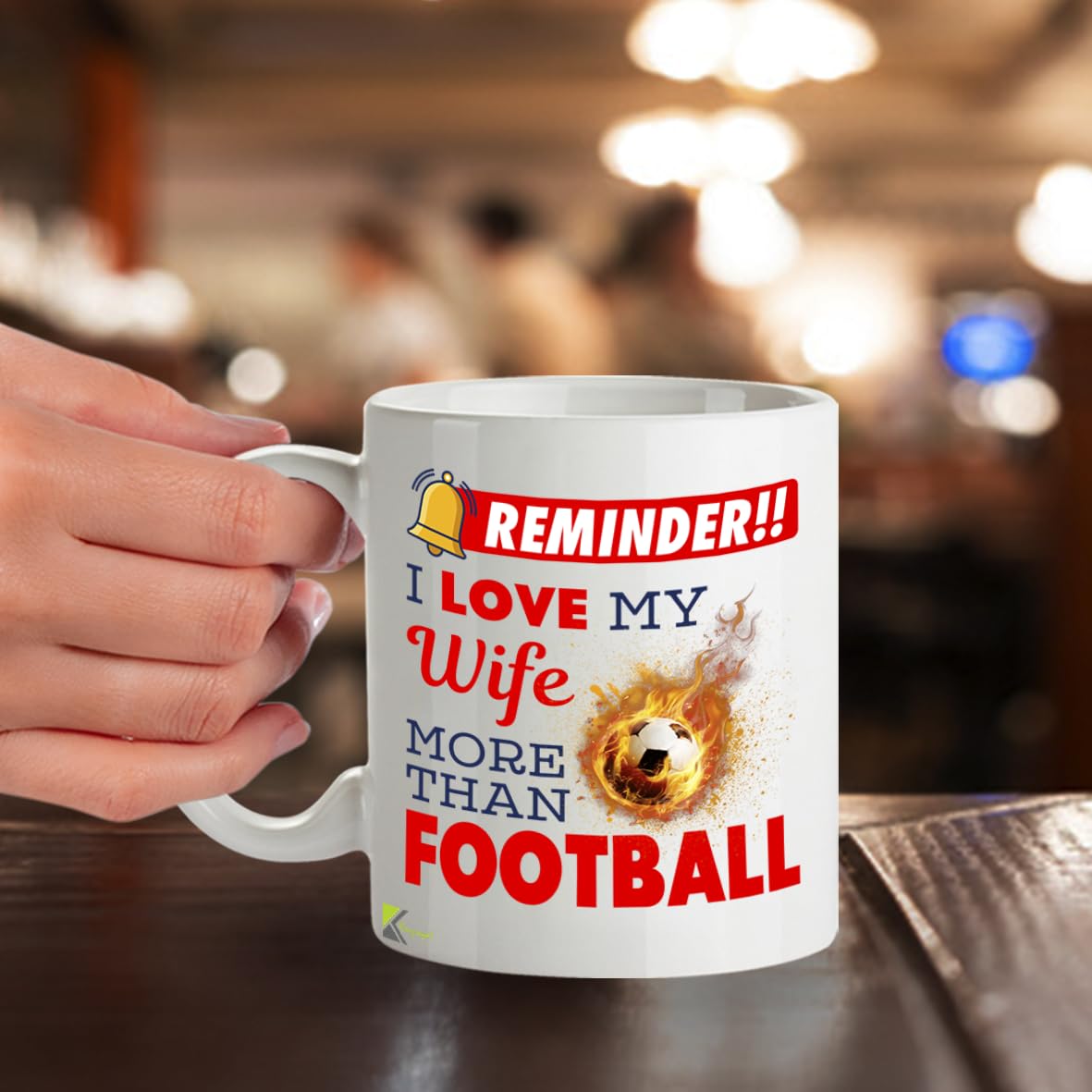 Kruzroyal I Love My Wife More Than Football Funny Mug - 11oz Ceramic Cup for Husband, Men - Anniversary, Valentines Day, Birthday Gift from Wife