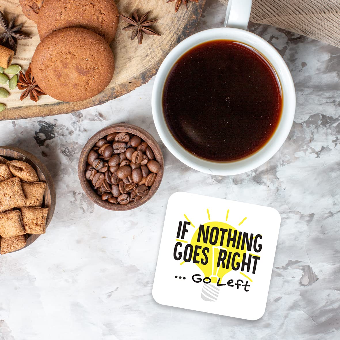 CS457 If Nothing goes Right ... go Left Novelty Funny Coffee Tea Drink Gift Glossy MDF Wooden Coaster