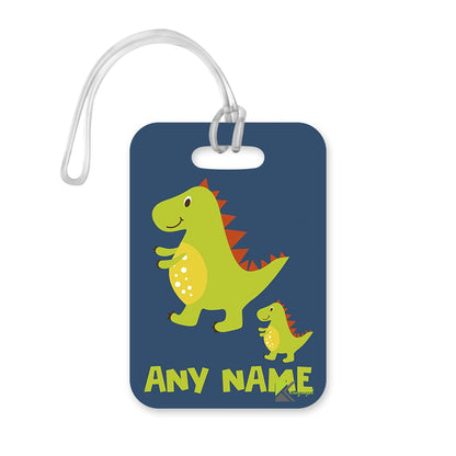 PLT232 Personalised Any Name Dinosaur Novelty Funny Unique Designer Gift Glossy Plastic Suitcase Luggage Tag