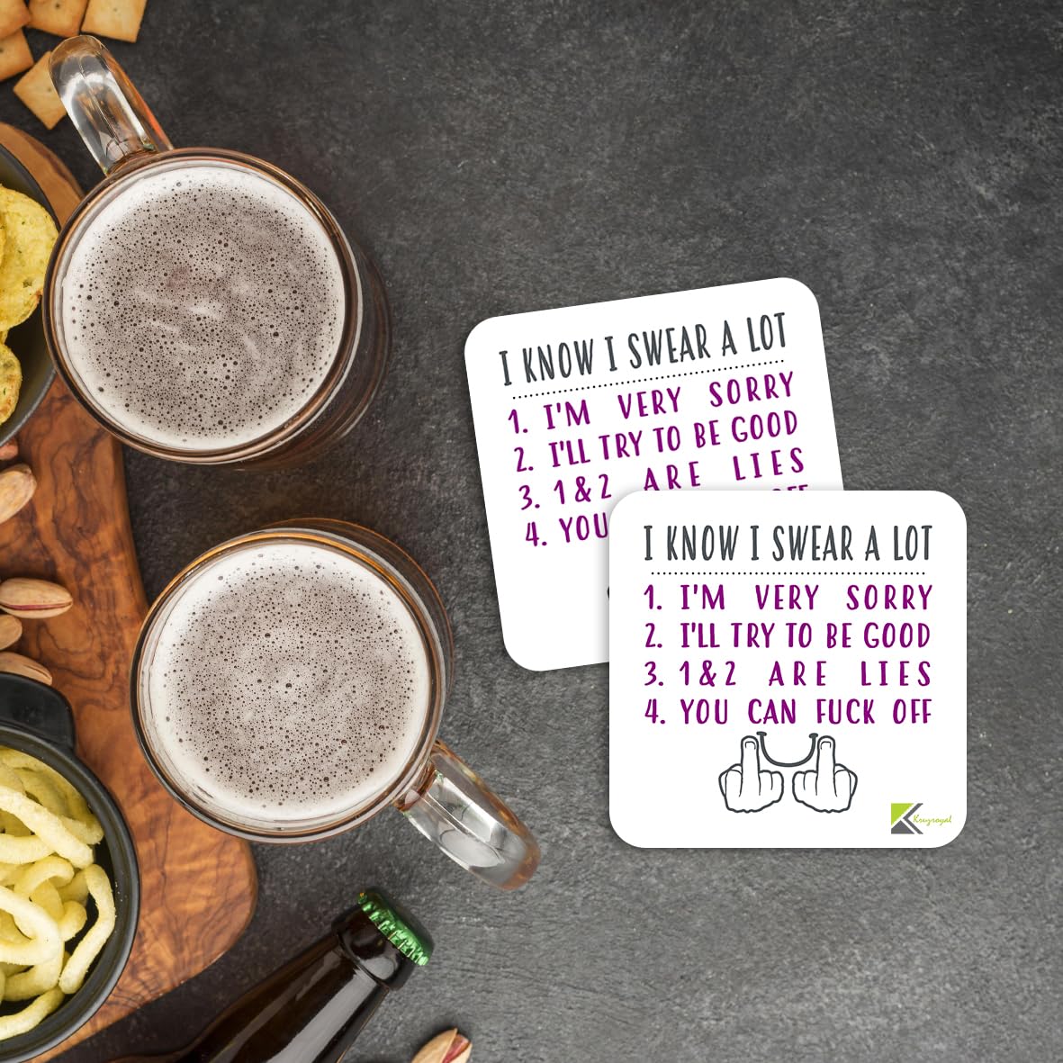 CS875 I Know i Swear a lot Rude Adult Novelty Funny Coffee Tea Drink Gift Glossy MDF Wooden Coaster