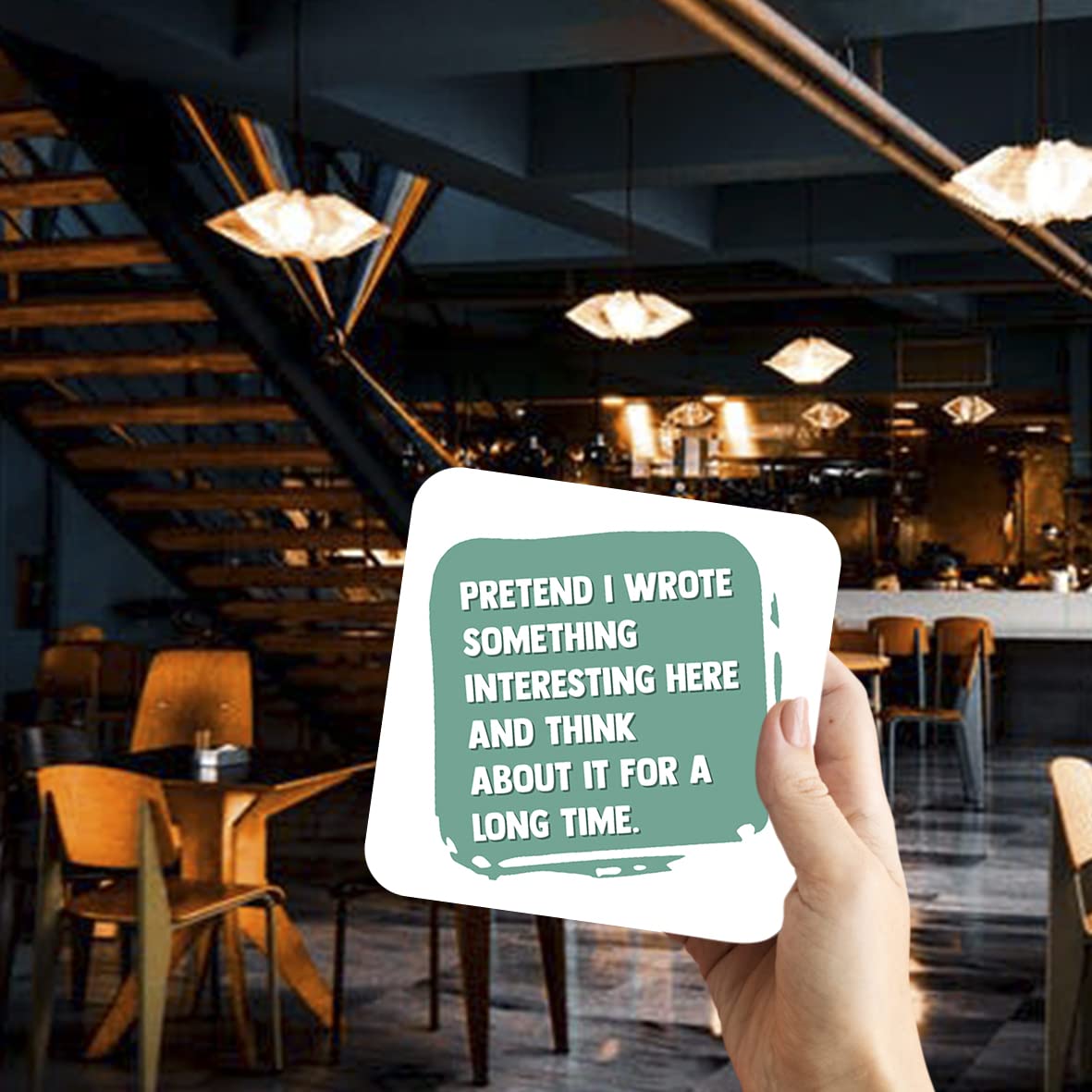 CS764 Pretend i Wrote Something Interesting here and Think About it for a Long time. Novelty Funny Coffee Tea Drink Gift Glossy MDF Wooden Coaster