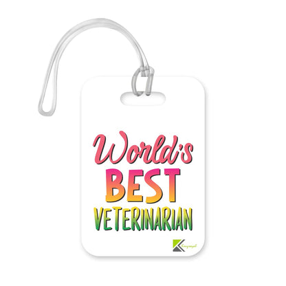 LT461 World's Best Veterinarian Novelty Funny Unique Designer Gift, Suitcase, Glossy Plastic Luggage Tag for Veterinarian