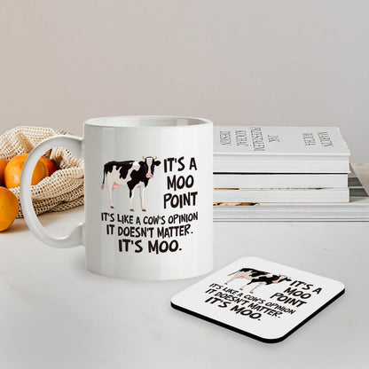 Kruzroyal SM079 It's a moo Point. It's Like a Cow's Opinion. It Doesn't Matter. It's MOO - 11OZ Mug & Matching Coaster Set
