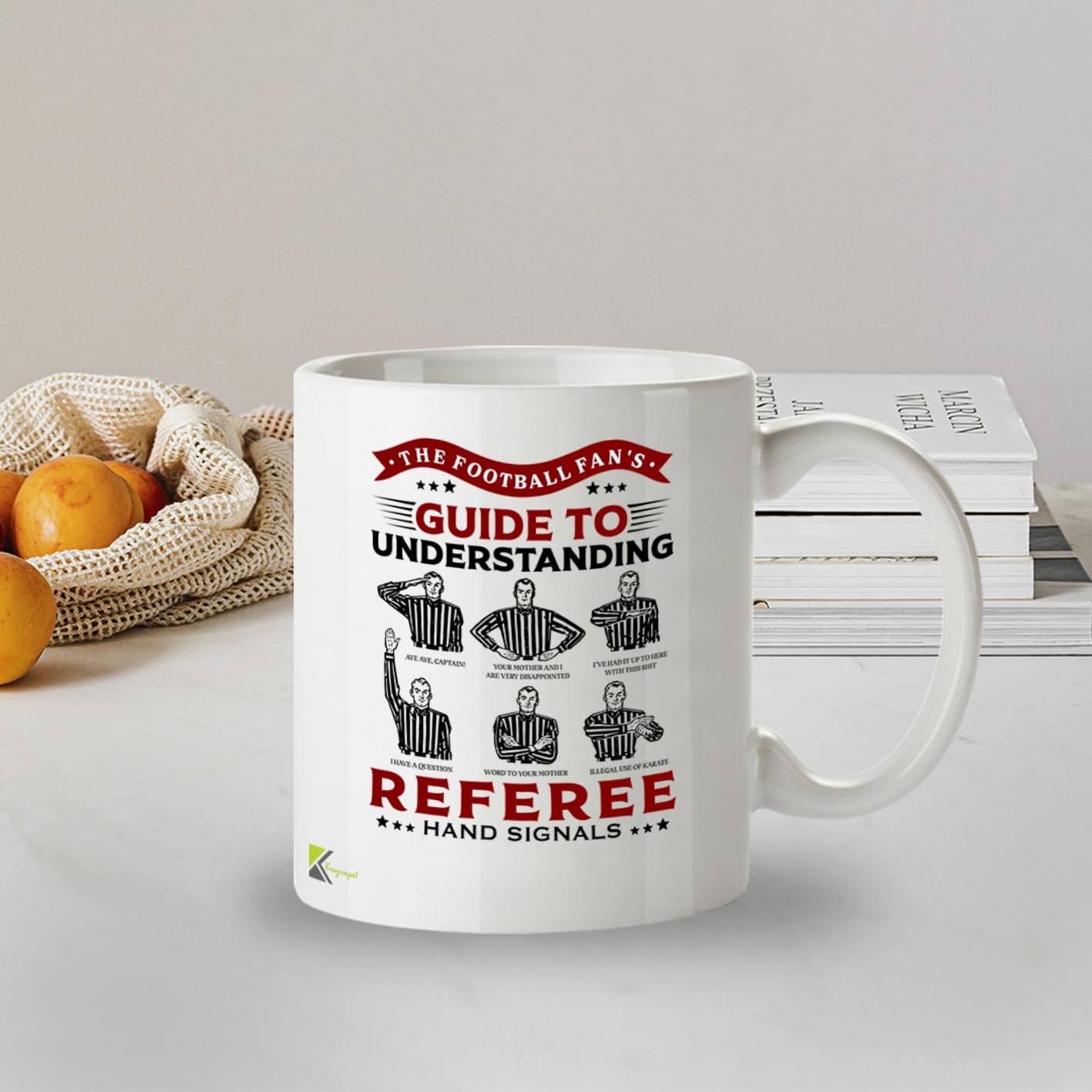 Kruzroyal Funny Football Mug | Referee Hand Signals Guide | Football Gifts for Men Dad Him | 11oz Ceramic Coffee Mug
