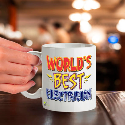 Kruzroyal DZ804 World's Best Electrician Coffee Mug 11oz - Funny Gifts for Electricians Men Dad - Electrical Worker Handyman Novelty Cup for Birthday Christmas Fathers Day
