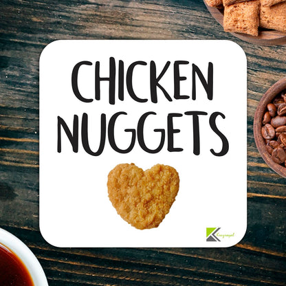 CS850 Chicken Nuggets Novelty Funny Coffee Tea Drink Gift Glossy MDF Wooden Coaster | Gifts for Men, Women, Friend, Foodie | Funny Gag Gift & Stocking Filler
