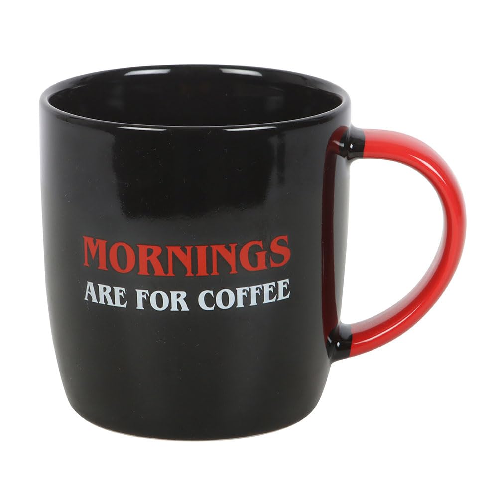 Something Different Wholesale Mornings are for Coffee Mug | Bold Black Red & White Design | 350ml Capacity | Microwave & Dishwasher Safe | Fun Gift for Coffee Lovers | Adventure Ready Mug