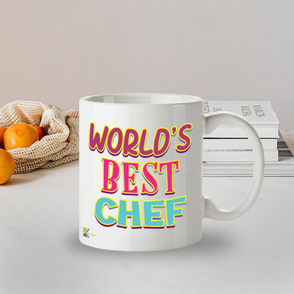 Kruzroyal DZ860 World's Best Chef Mug 11oz - White Ceramic Cup for Cook, Head Chef - Funny Birthday, Leaving, Thank You Present for Him or Her