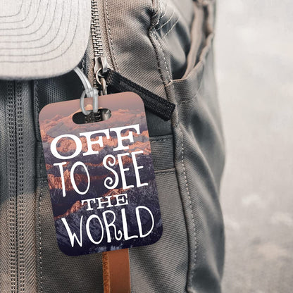 LT166 Off to See The World Novelty Funny Unique Designer Gift Glossy Plastic Suitcase Luggage Tag