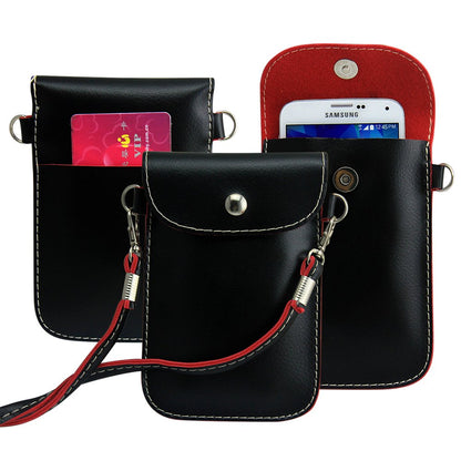 Leather PU Universal Mobile Phone Bag Case Cover Pouch With Shoulder Bag Strap Ladies Girls For Apple iPhone 3 3GS 4 4S 5 5S 5C. Samsung Galaxy S2 S3, Blackberry