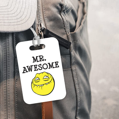 LT125 Mr Awesome Novelty Funny Unique Designer Gift Glossy Plastic Suitcase Luggage Tag