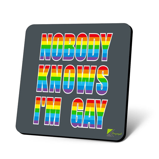 CS1036 Nobody Knows I'm Gay Novelty Funny Coffee Tea Drink Christmas Gift Glossy MDF Wooden Coaster