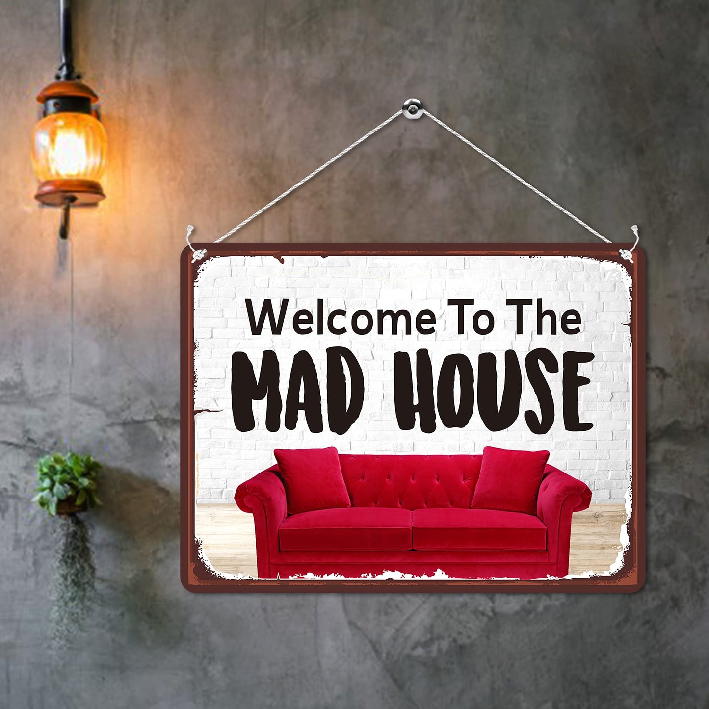 Kruzroyal MP159 Welcome to the MAD HOUSE Funny Novelty Retro Vintage Metal Wall Sign Plaque 20cm x 15cm