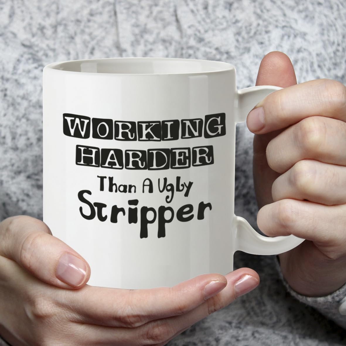 Kruzroyal DZ221 Working Harder Than a Ugly Stripper Funny Novelty Great Gift Idea Coffee Tea Mug