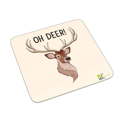 FM087 Oh Deer! Novelty Funny Idea Glossy Metal Square Fridge Magnet