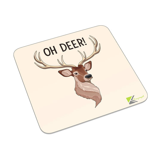 FM087 Oh Deer! Novelty Funny Idea Glossy Metal Square Fridge Magnet