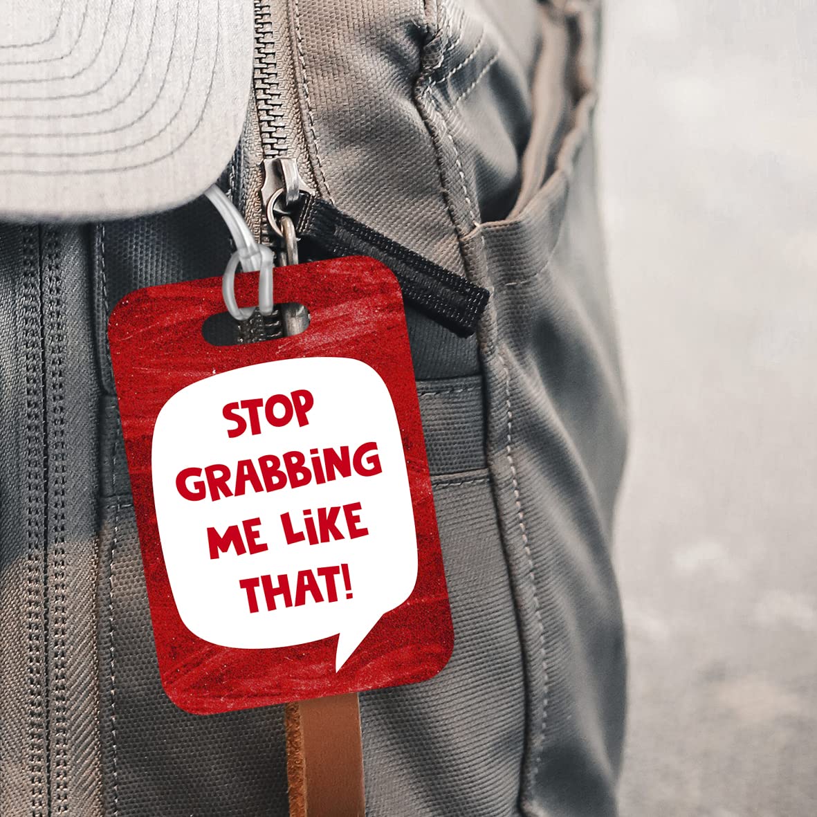 LT016 Stop Grabbing me Like That! Novelty Funny Unique Designer Gift Glossy Plastic Suitcase Luggage Tag