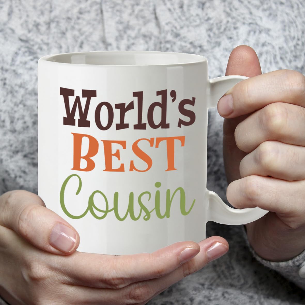 Kruzroyal DZ842 World's Best Cousin Mug 11oz - White Ceramic Coffee & Tea Cup - Ideal Birthday, Friendship Present for Him or Her