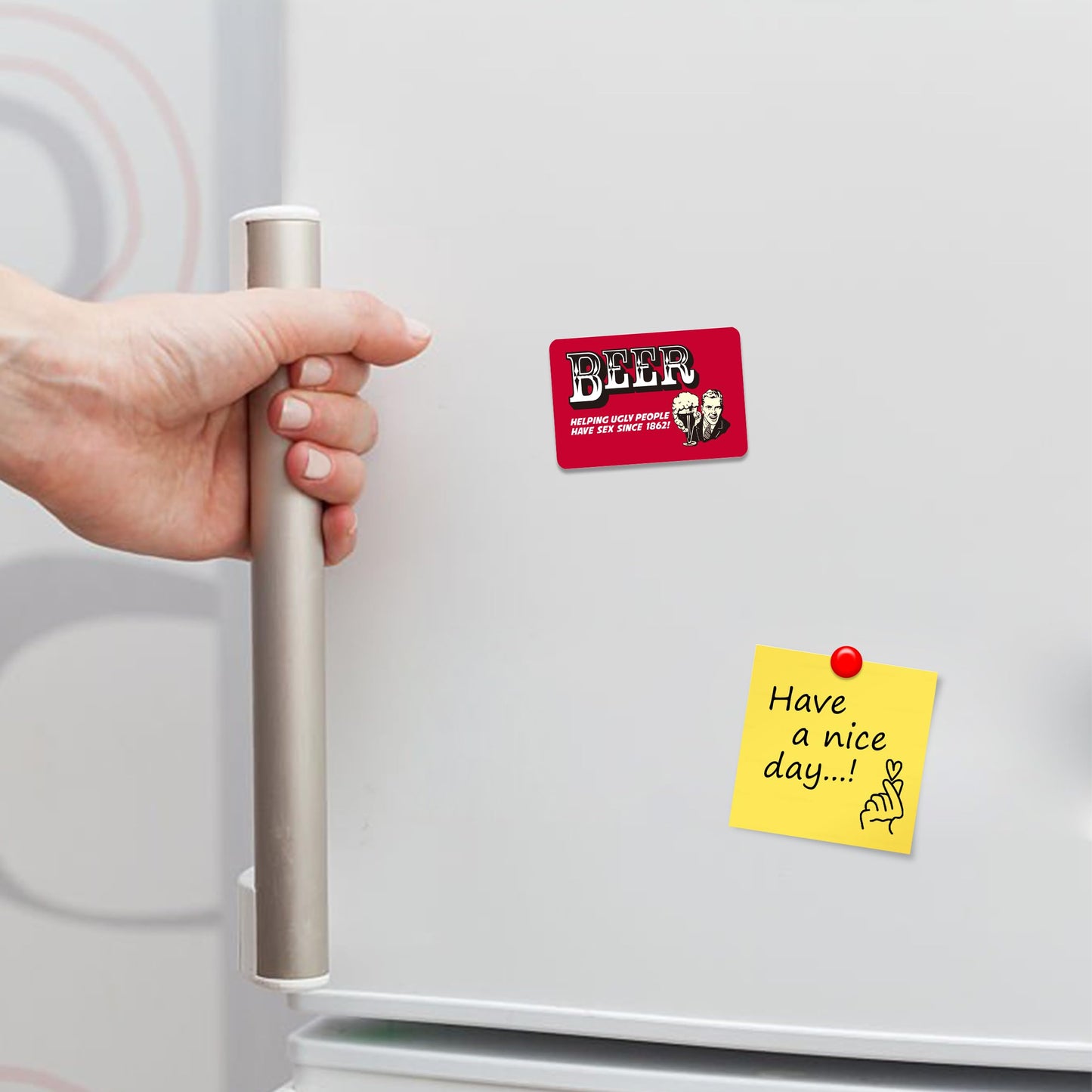 Kruzroyal FM143 BEER helping ugly people have s*x since 1862! Novelty Funny Gift Idea Glossy Rectangle Metal Fridge Magnet