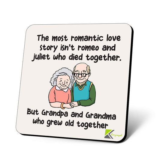 CS1116 The Most Romantic Love Story : Grandpa and Grandma who Grew Old Together Novelty Funny Coffee Tea Drink Gift Glossy MDF Wooden Coaster