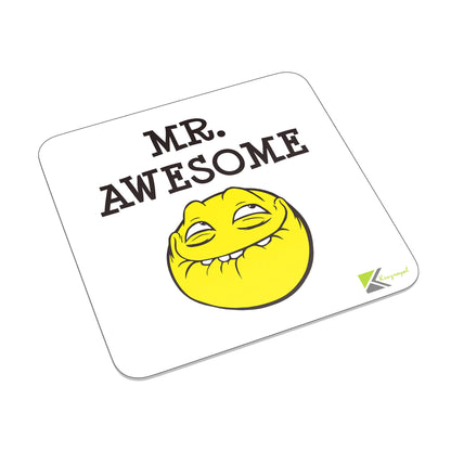 FM023 MR AWESOME Novelty Funny Idea Glossy Metal Square Fridge Magnet