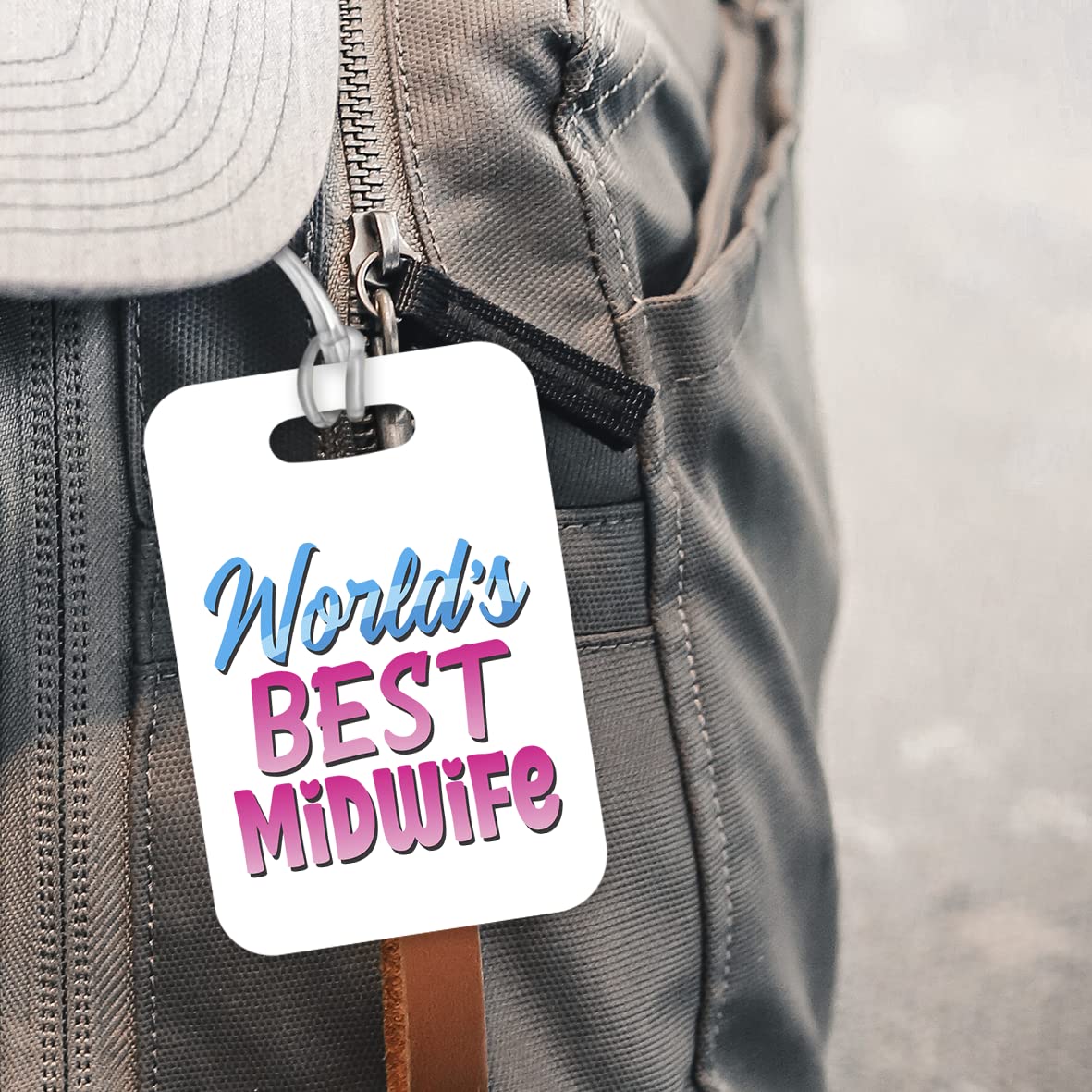 LT450 World's Best Midwife Novelty Funny Unique Designer Gift, Suitcase, Glossy Plastic Luggage Tag for Midwife
