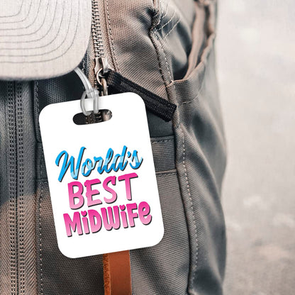 LT450 World's Best Midwife Novelty Funny Unique Designer Gift, Suitcase, Glossy Plastic Luggage Tag for Midwife