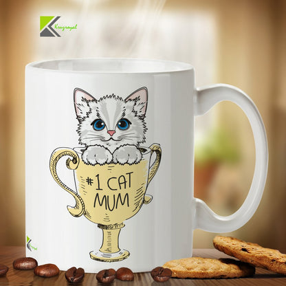 Kruzroyal DZ344#1 cat Mum Funny Novelty Great Gift Idea Coffee Tea Mug